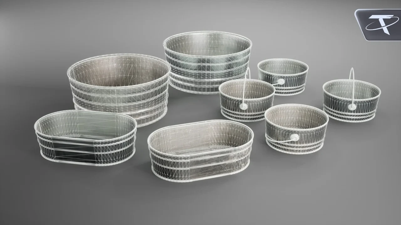 The same tubs in wireframe