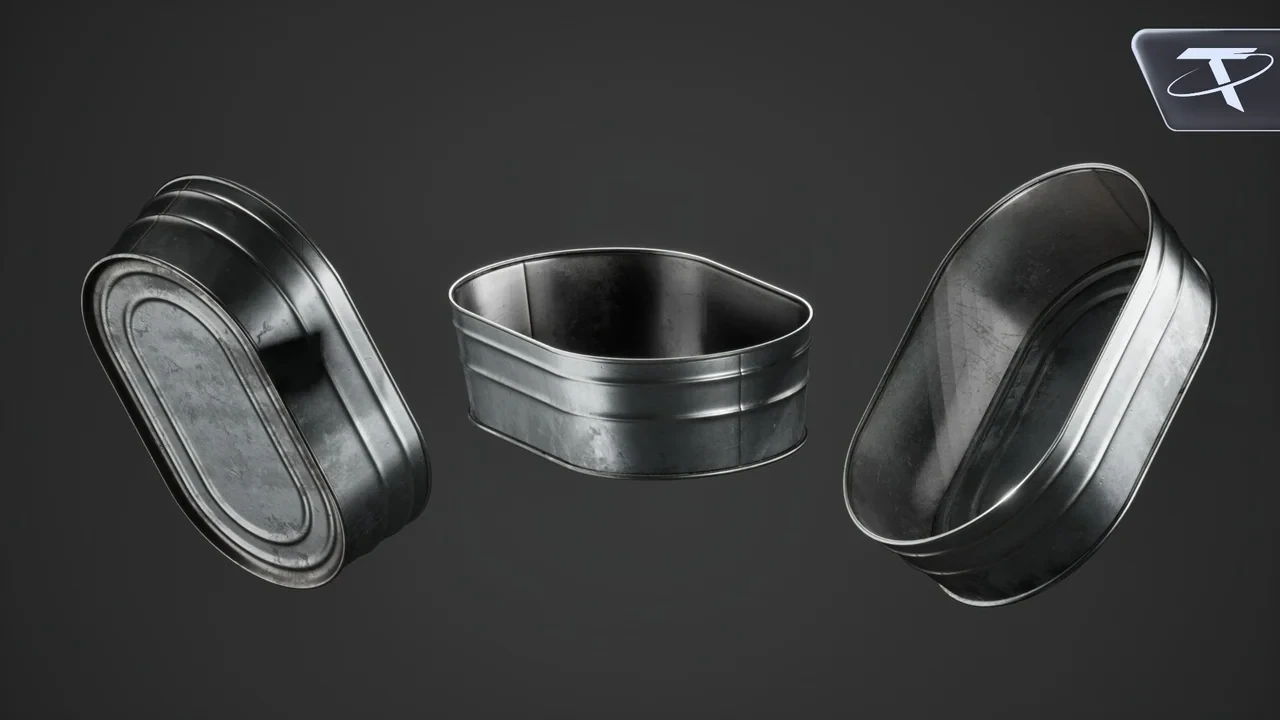 The oval tub in its clean finish, from three angles