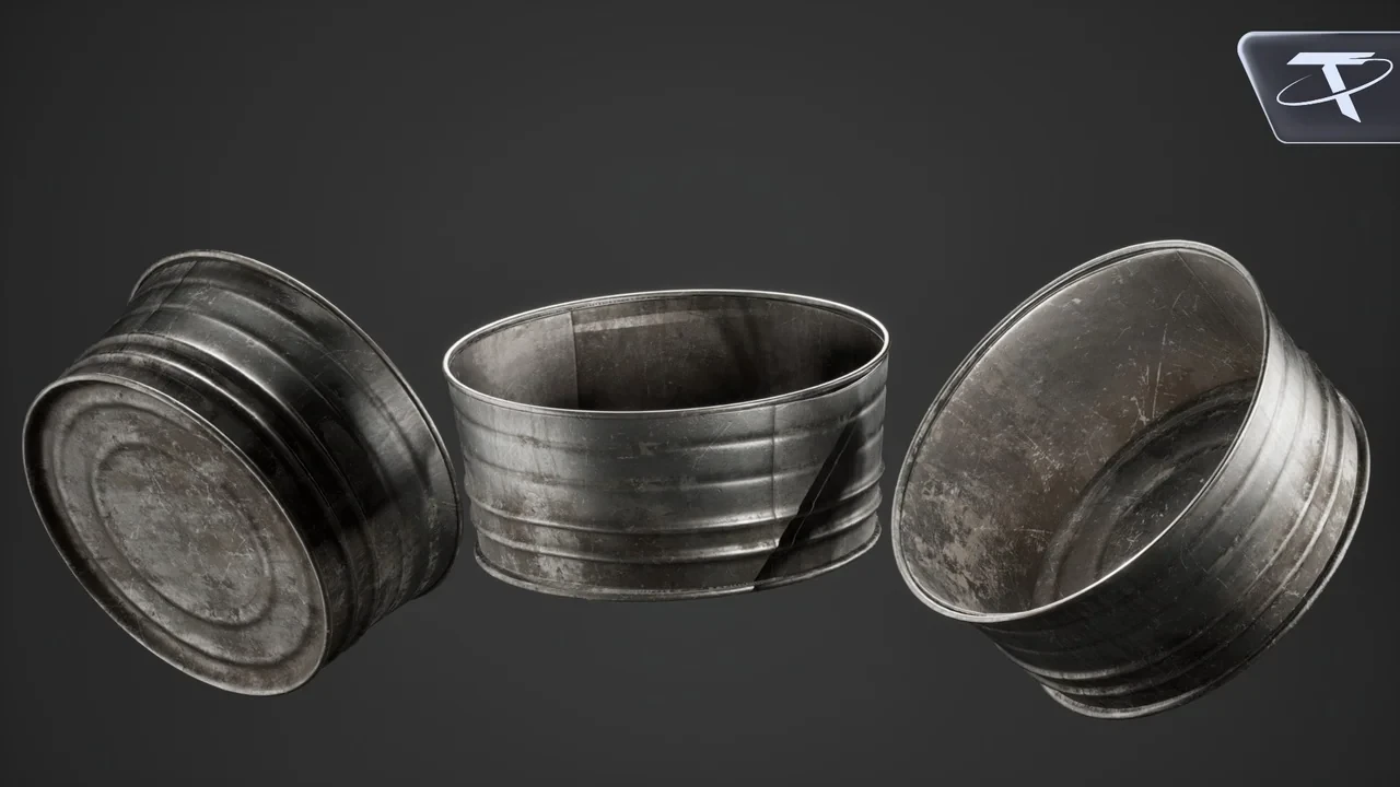 The wide banded tub, weathered, from three angles