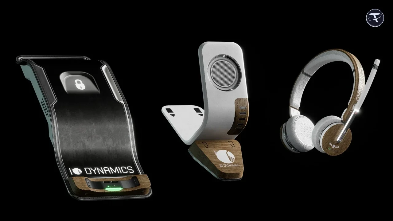 A charging pad, a phone stand and a headset