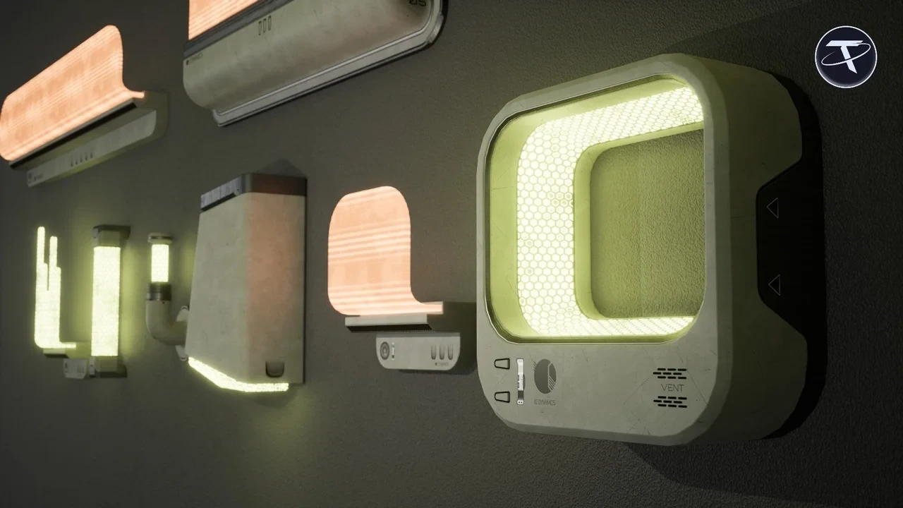 Wall lights and a square wall lamp with a glowing frame