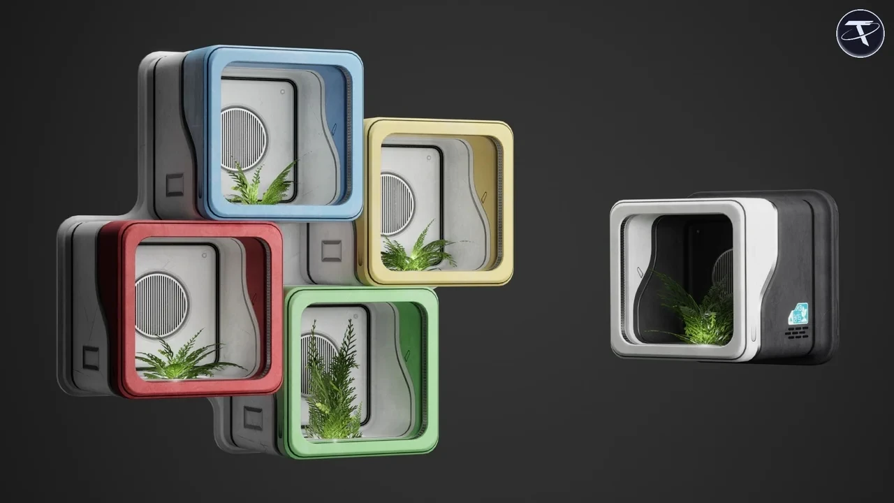 Stacking wall planter boxes with blue, yellow, red and green frames