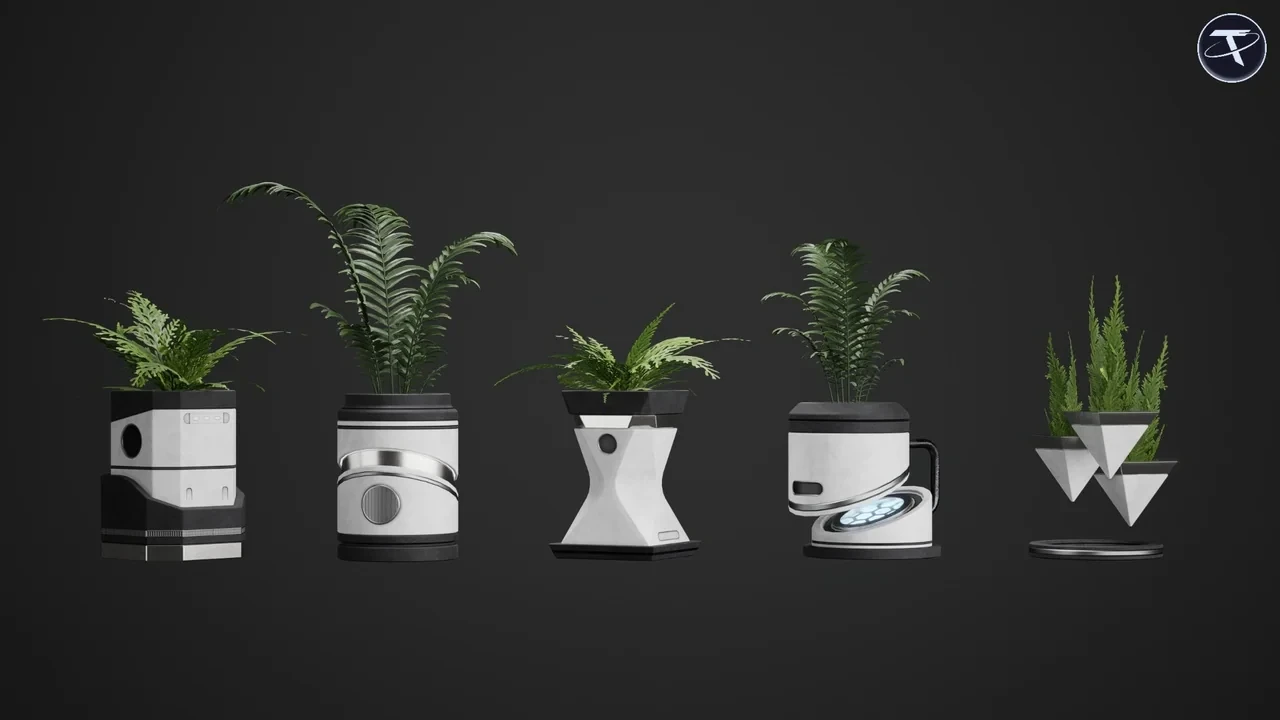 Five small table planters