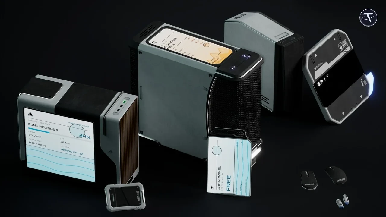 Computer towers and handheld screens with on-screen readouts